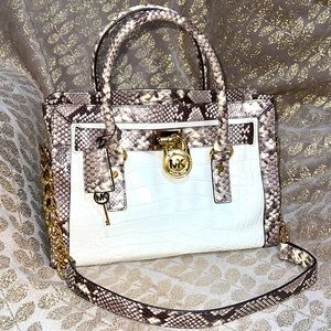 MK Michael Kors Leather Quilted Snakeskin Animal Print Handbag Limited Edition